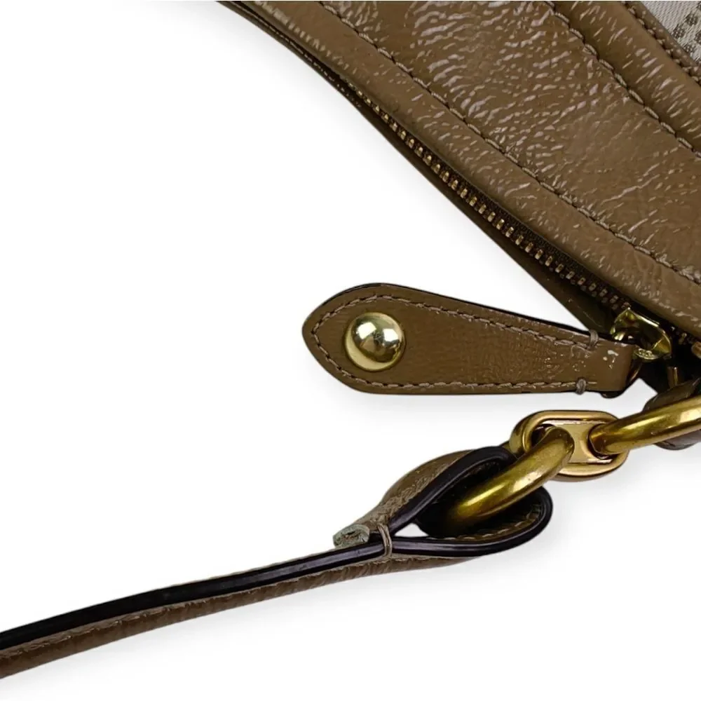 Coach Olive Brown and Cream CC Signature Patterned Shoulder Bag Handbag Purse
